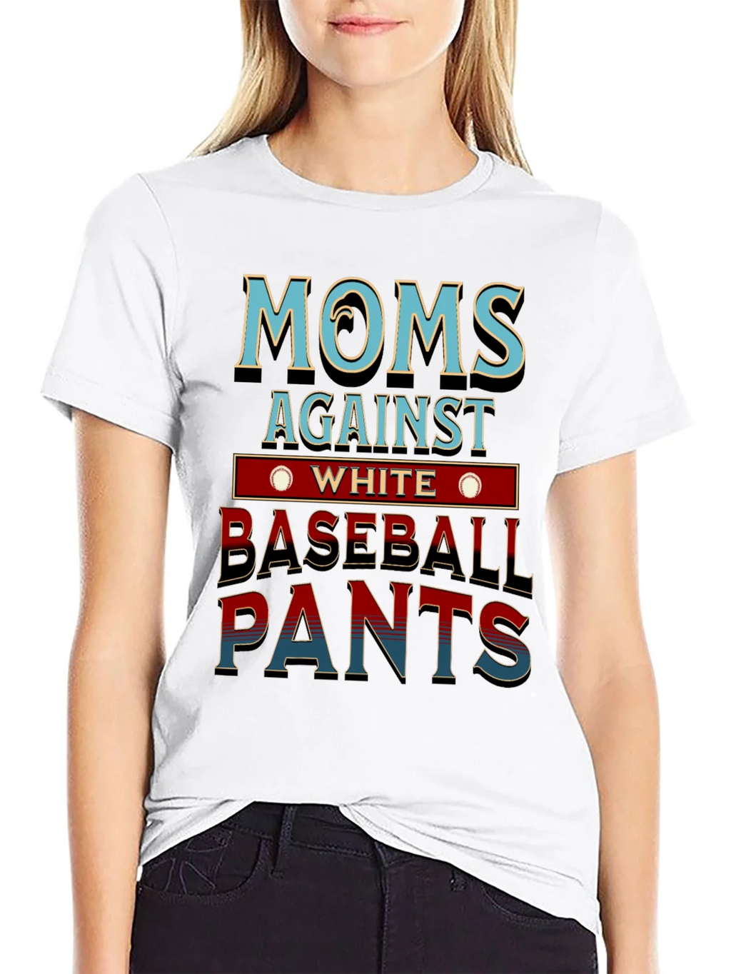 Moms Against White Baseball Pants T-Shirt Funny Mom Tee product image 6