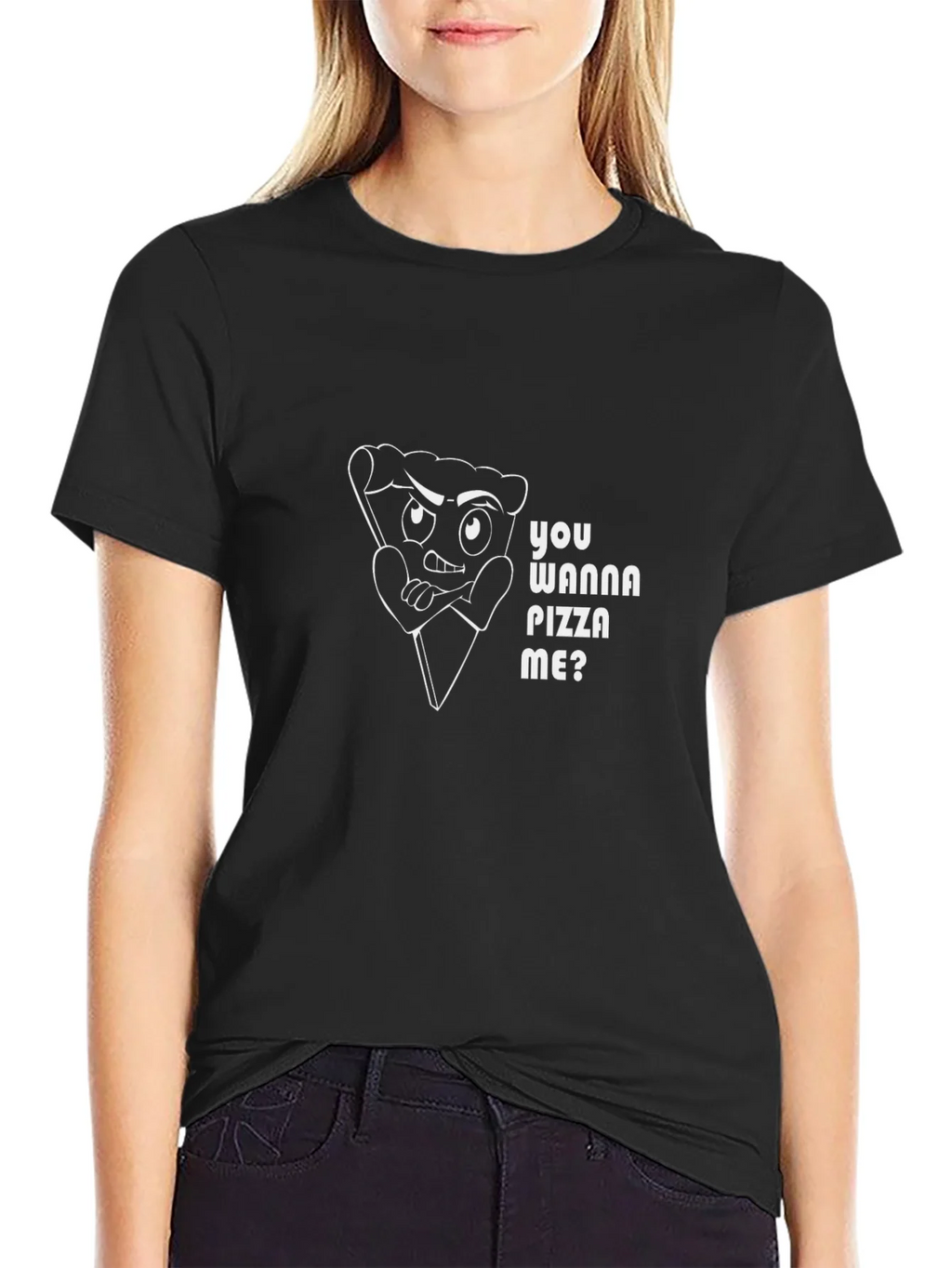 Pizza Pun Black T-Shirt - You Wanna Me? product image 2