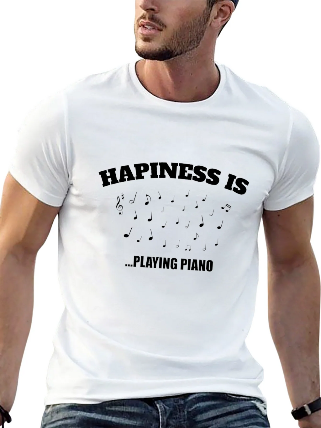 Happiness is Playing Piano Black T-Shirt product image 12