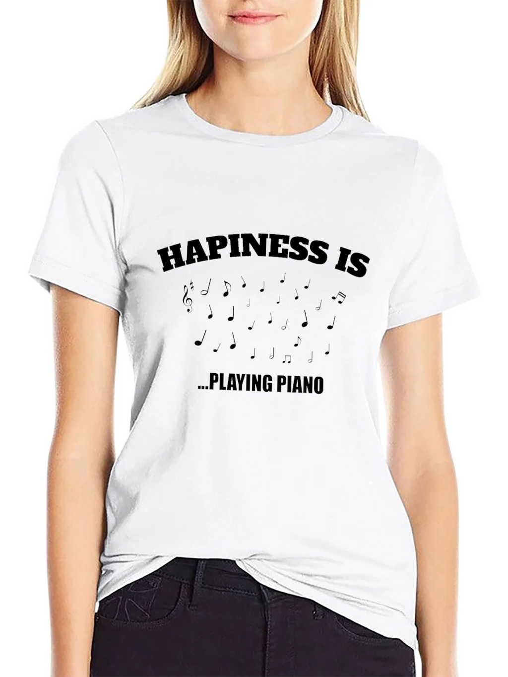 Happiness is Playing Piano Black T-Shirt product image 8