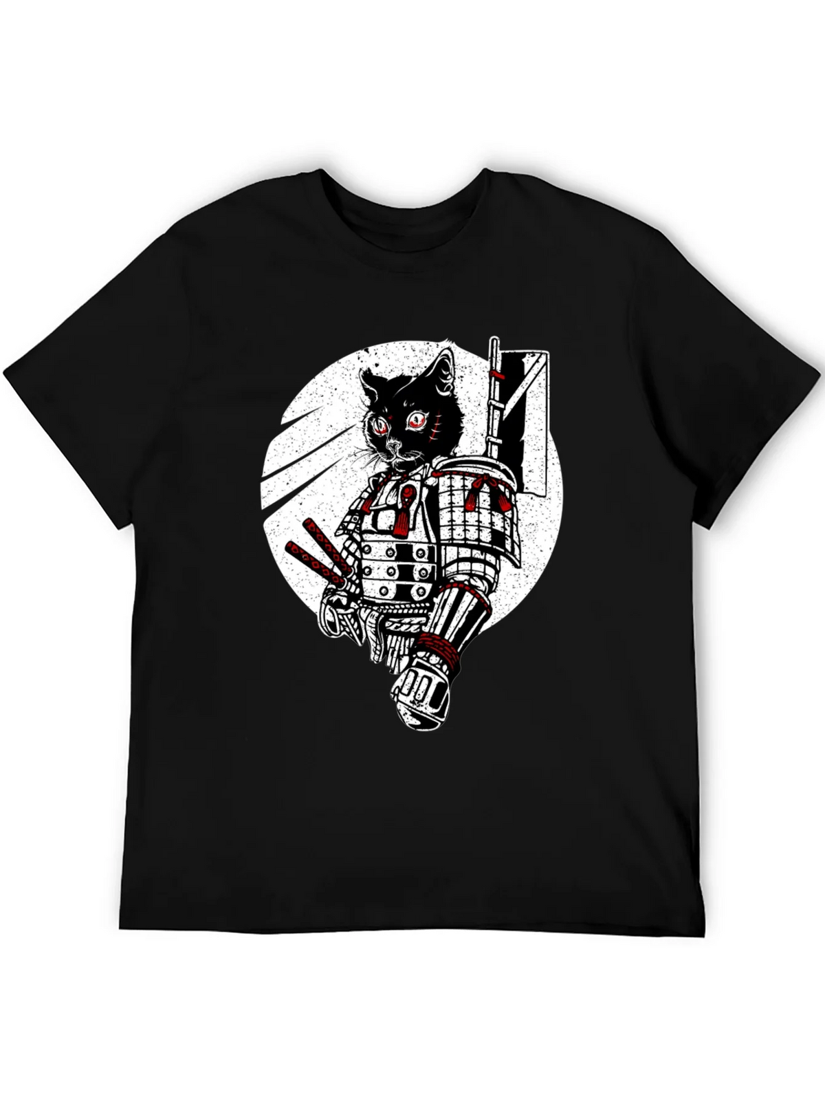 Samurai Cat Graphic Tee - Black Cotton T-Shirt product image 5