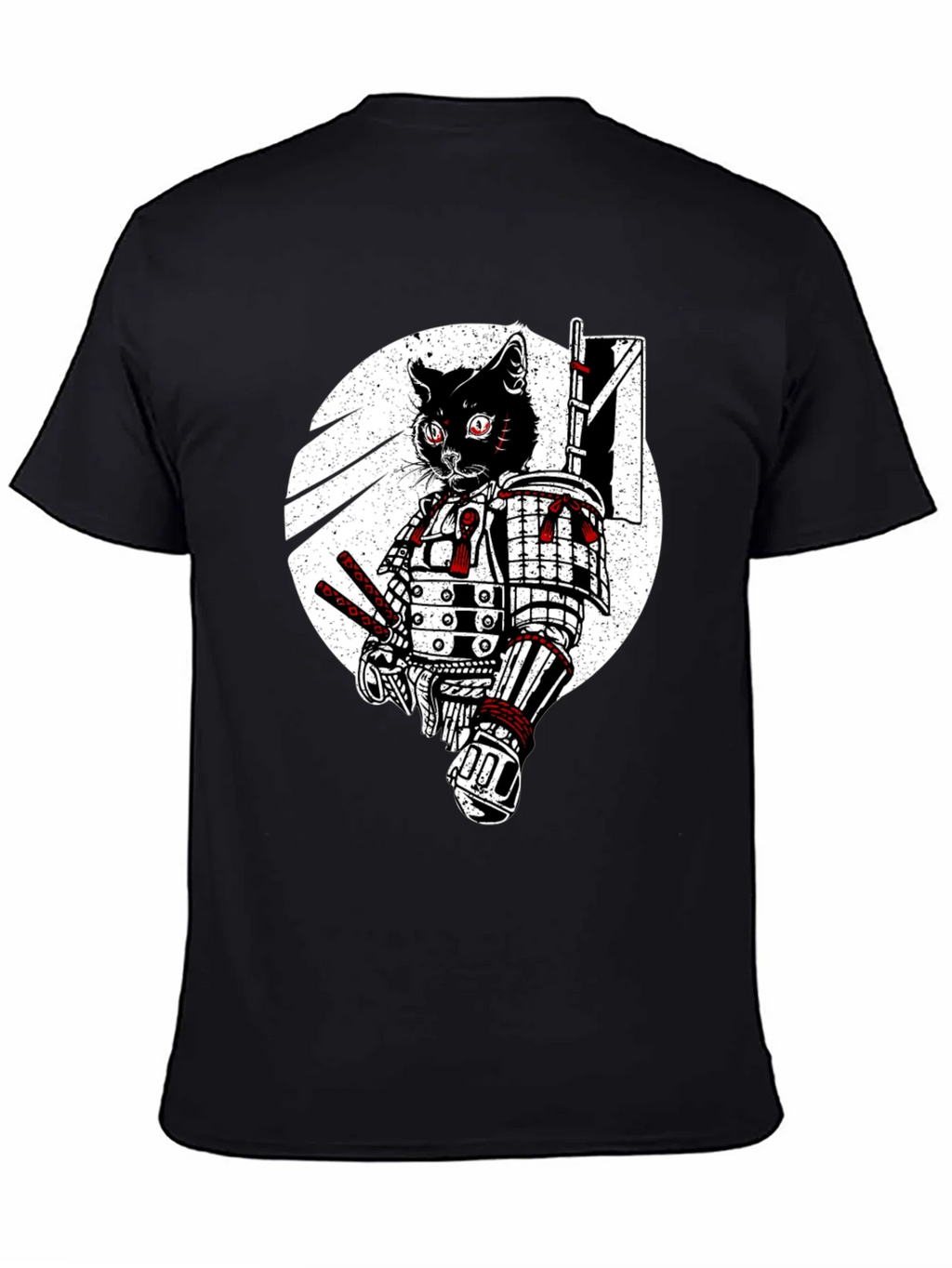 Samurai Cat Graphic Tee - Black Cotton T-Shirt product image 4