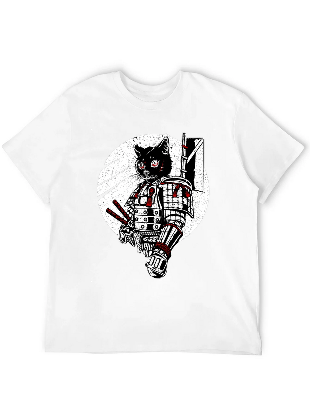 Samurai Cat Graphic Tee - Black Cotton T-Shirt product image 11