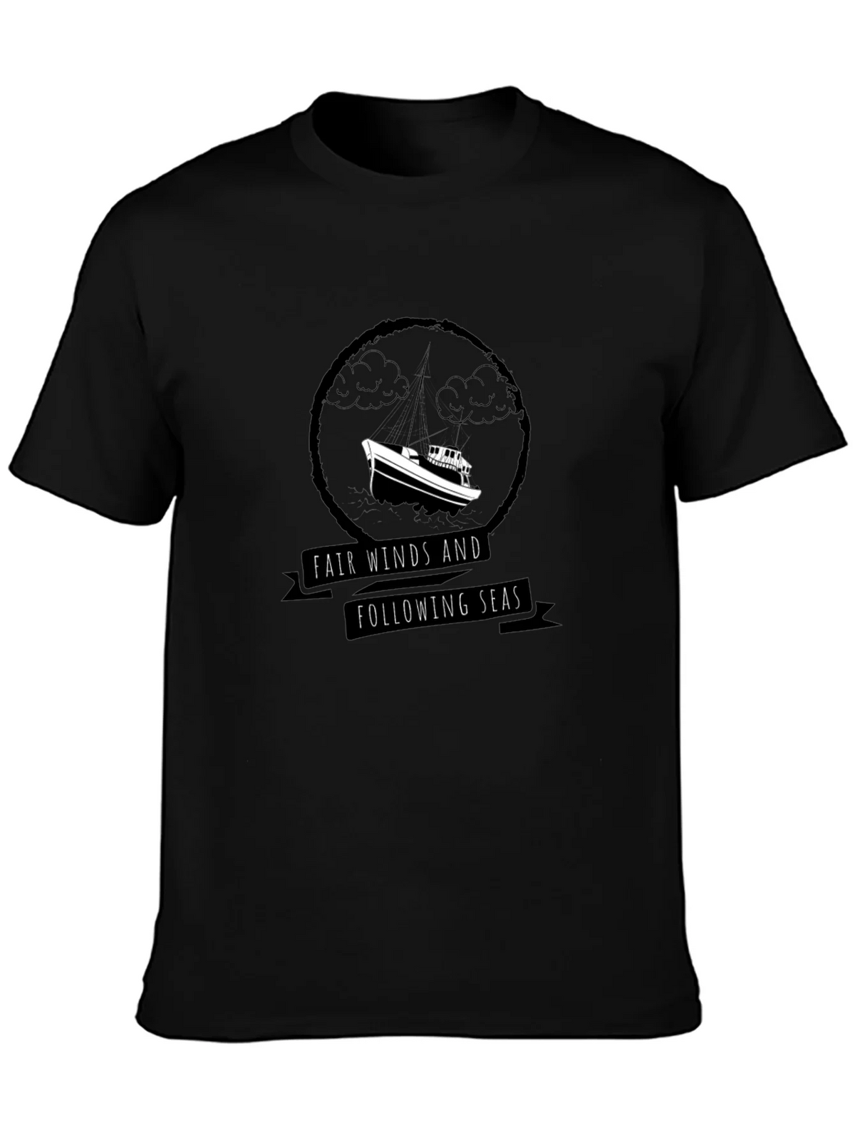 Nautical Black T-Shirt - Fair Winds & Following Seas product image 2