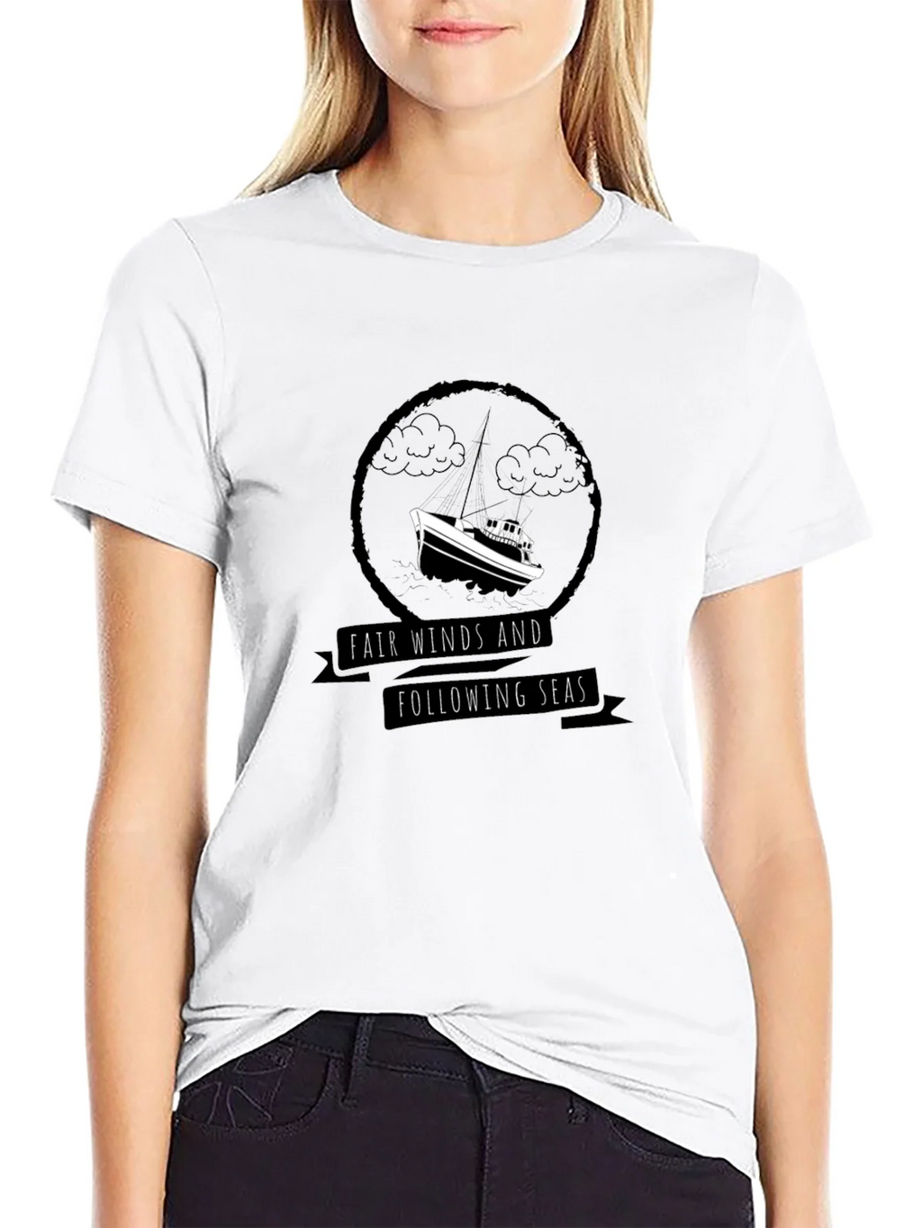 Nautical Black T-Shirt - Fair Winds & Following Seas product image 4