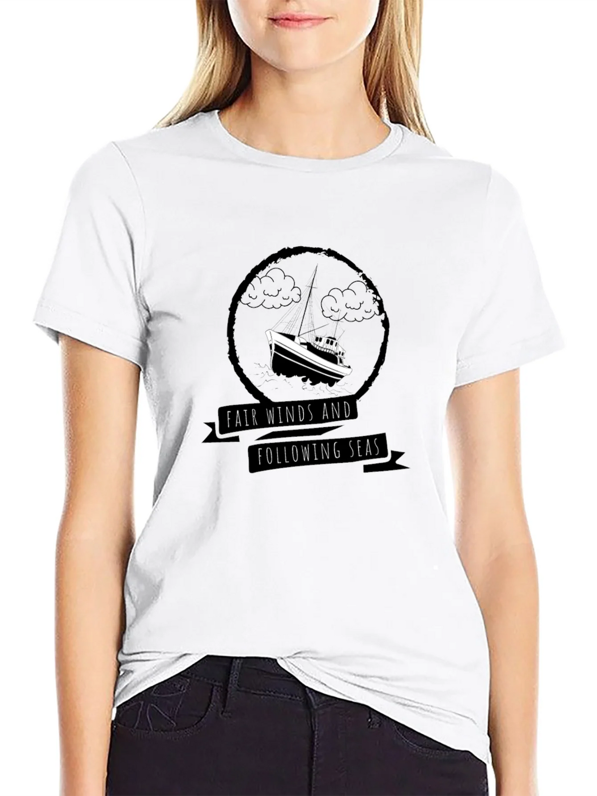 Nautical Black T-Shirt - Fair Winds & Following Seas product image 4