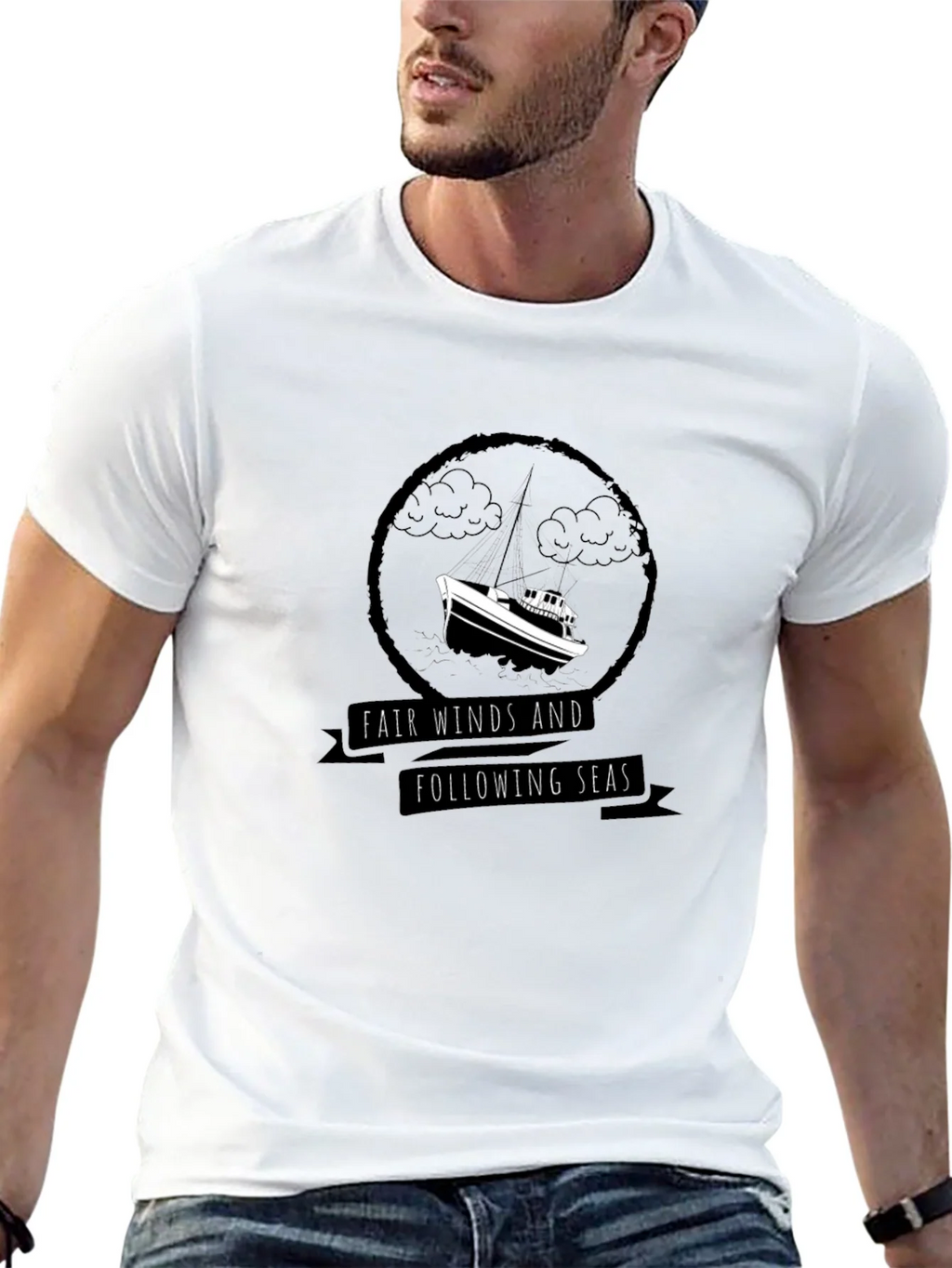 Nautical Black T-Shirt - Fair Winds & Following Seas product image 7