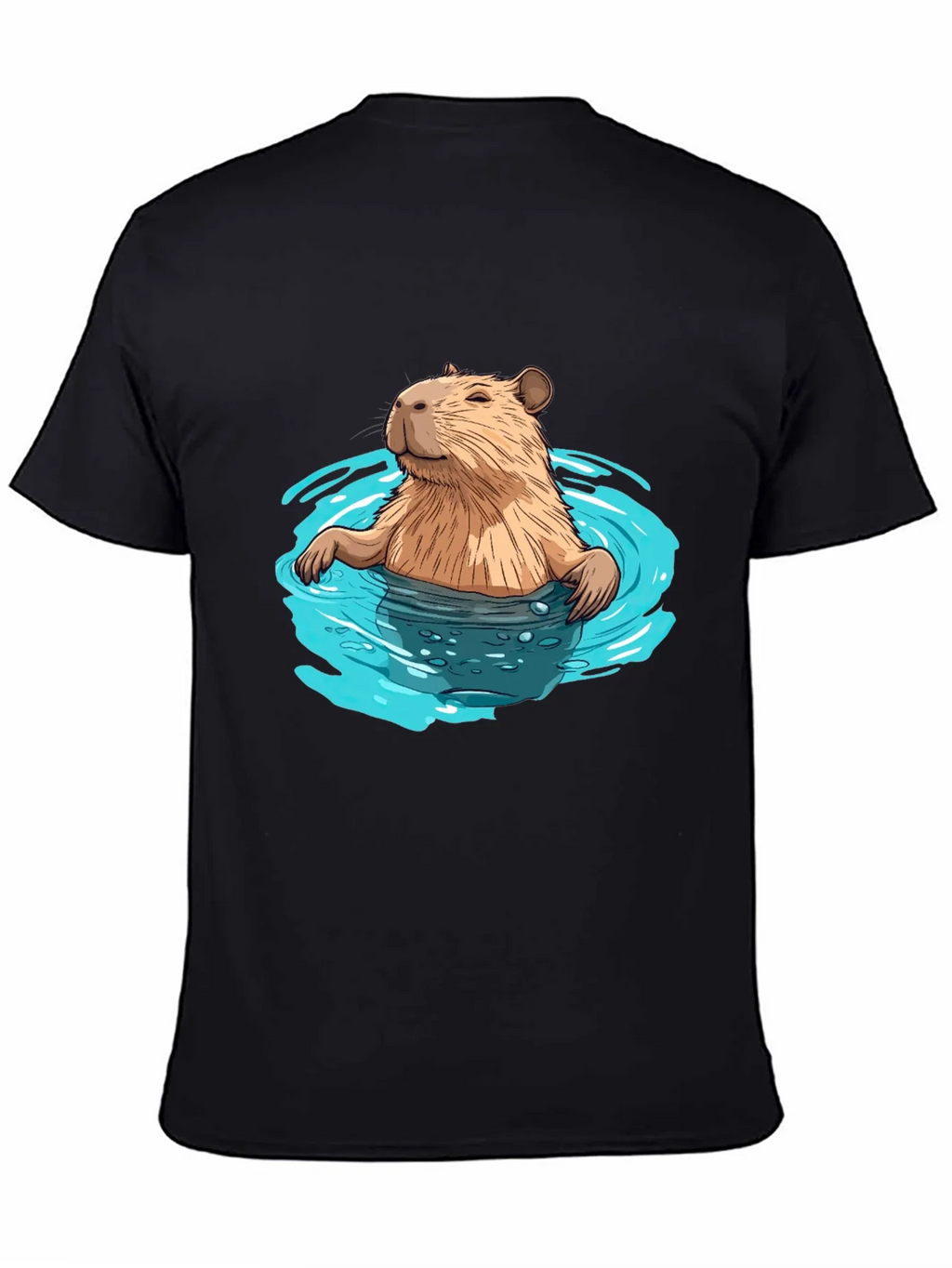 Capybara in Water Black T-Shirt product image 4