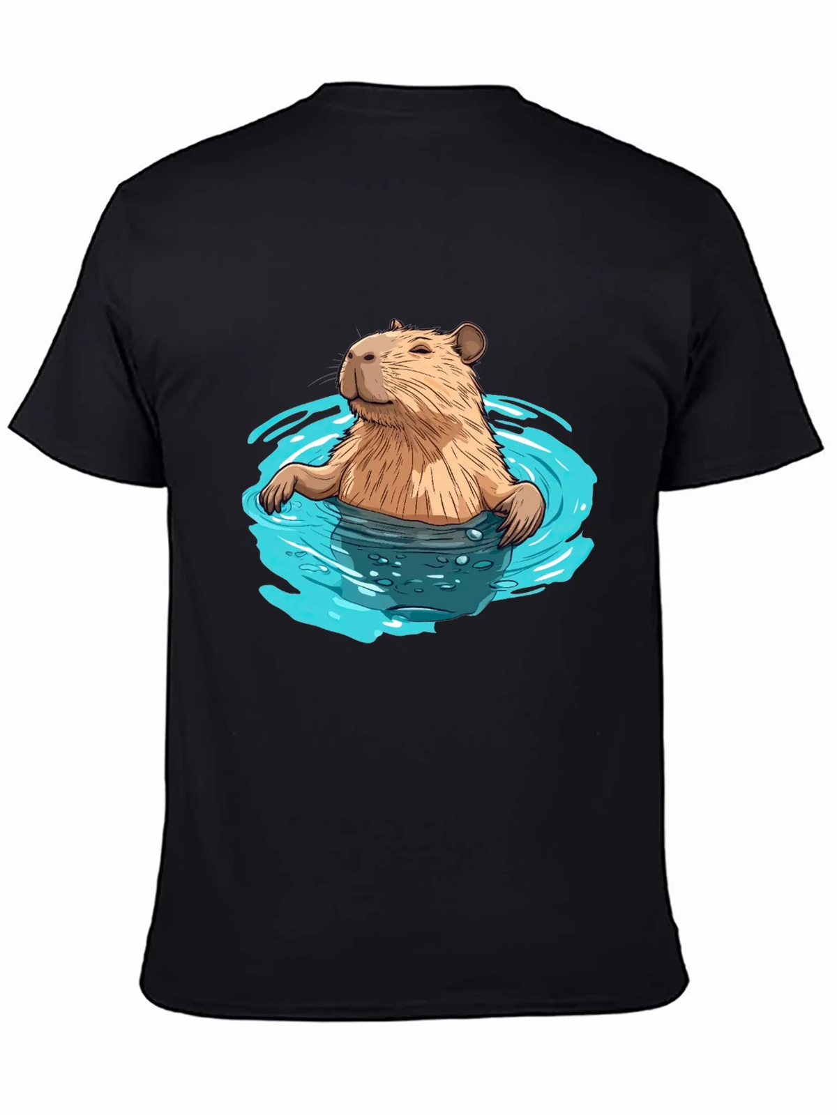 Capybara in Water Black T-Shirt product image 4