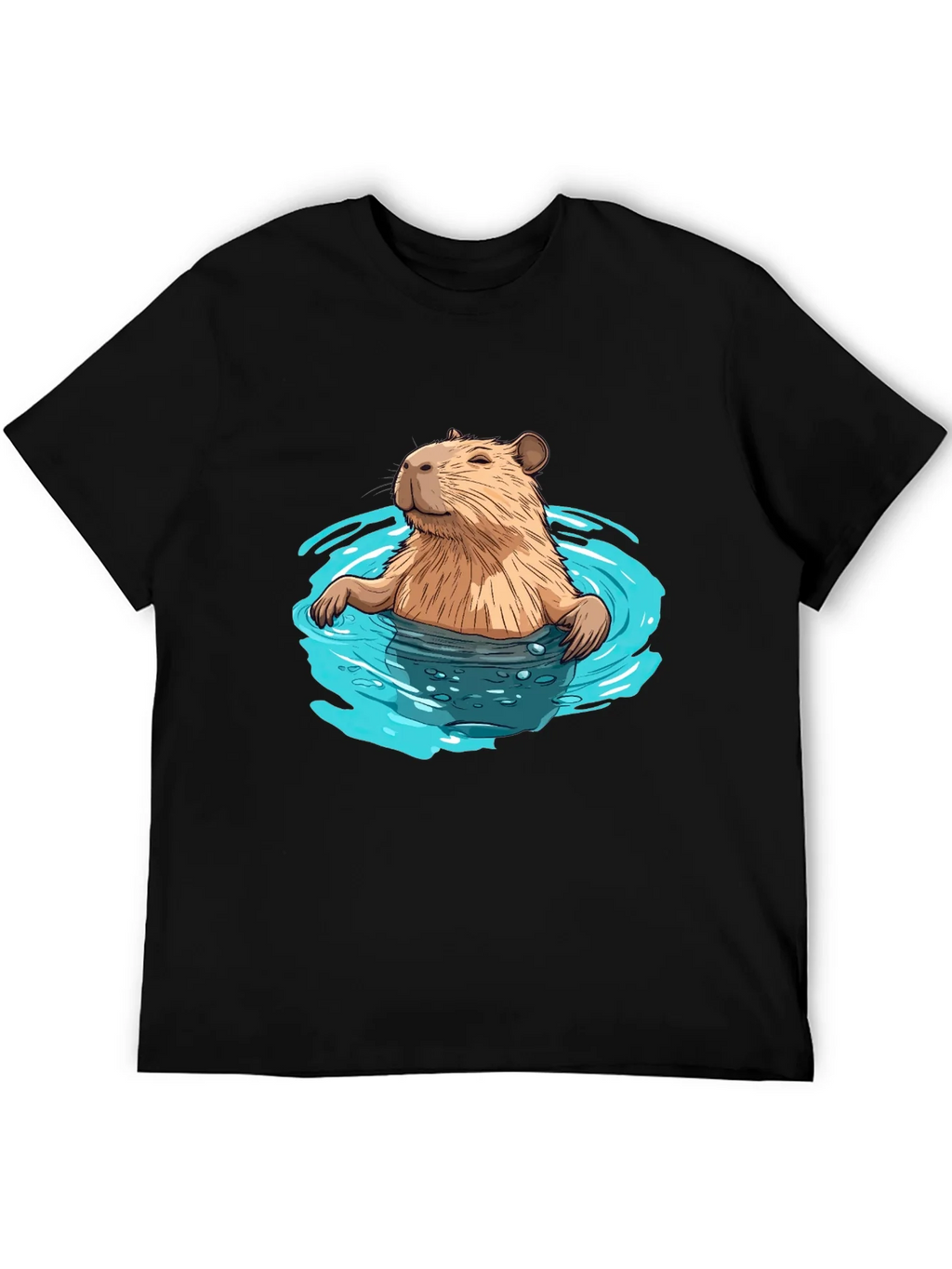 Capybara in Water Black T-Shirt product image 5