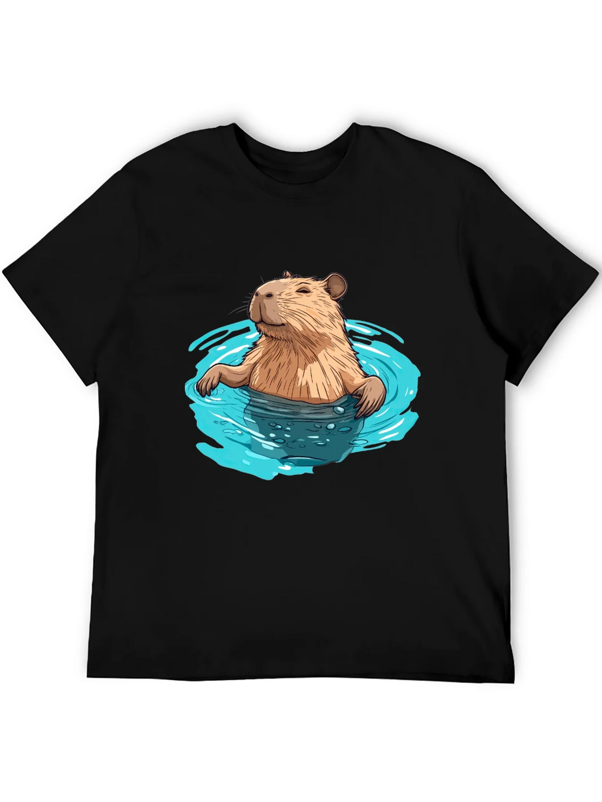 Capybara in Water Black T-Shirt product image 5