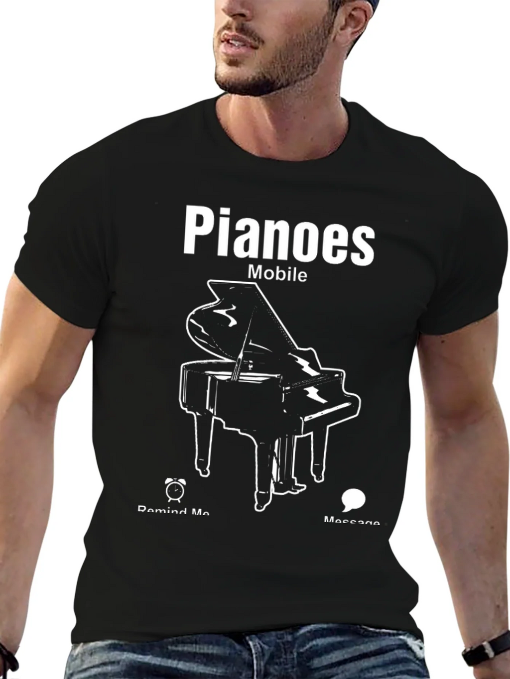 Pianoes Mobile Black T-Shirt product image 6