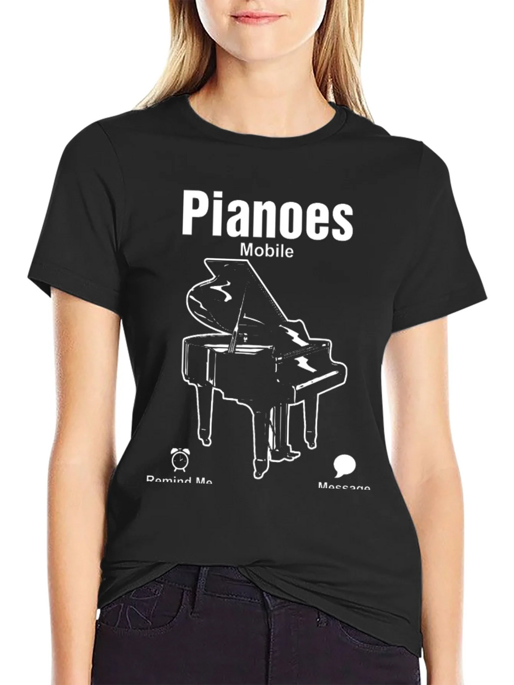 Pianoes Mobile Black T-Shirt product image 2