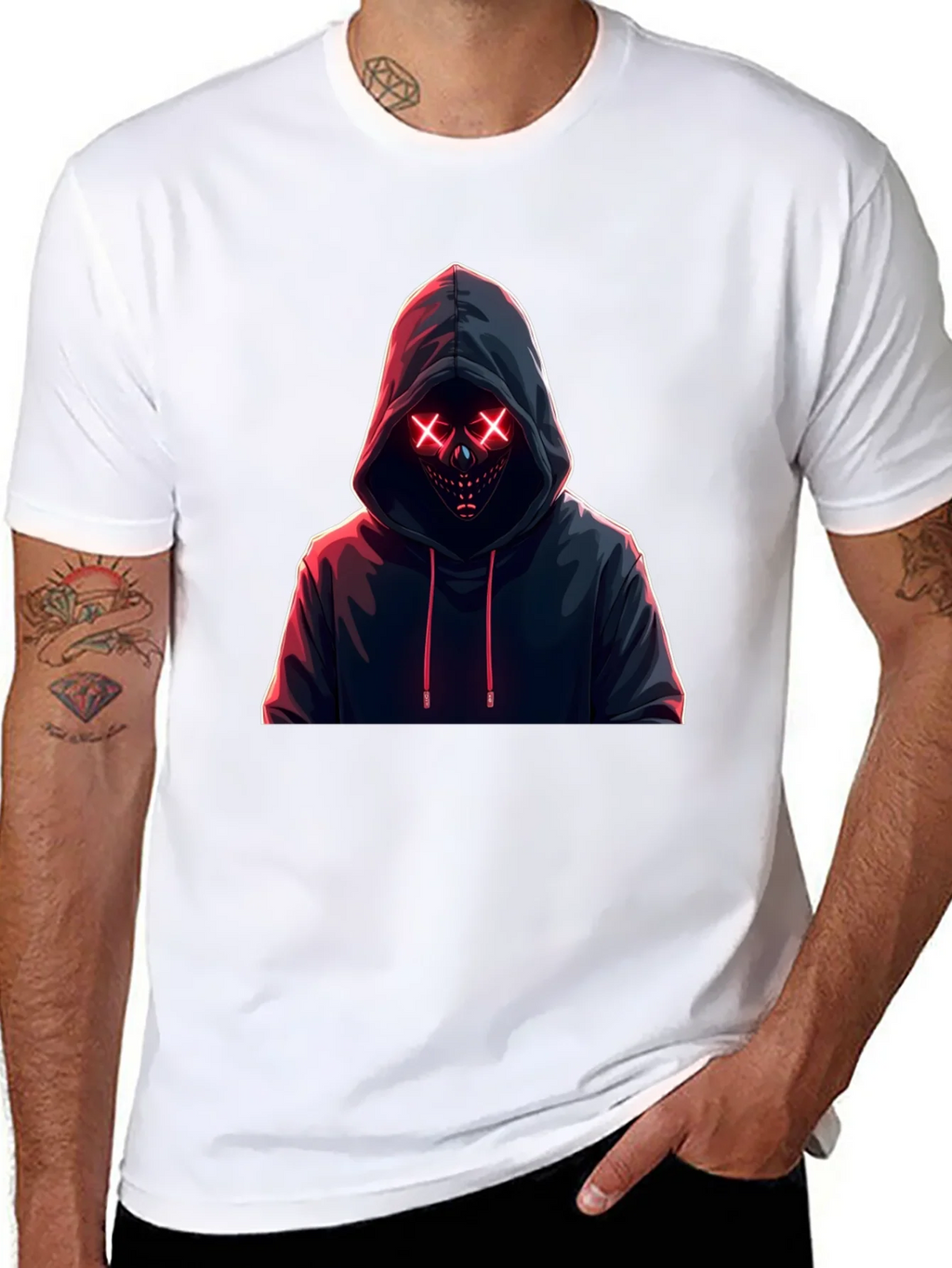 Hooded Neon Mask T-Shirt - Mens Black Tee product image 7