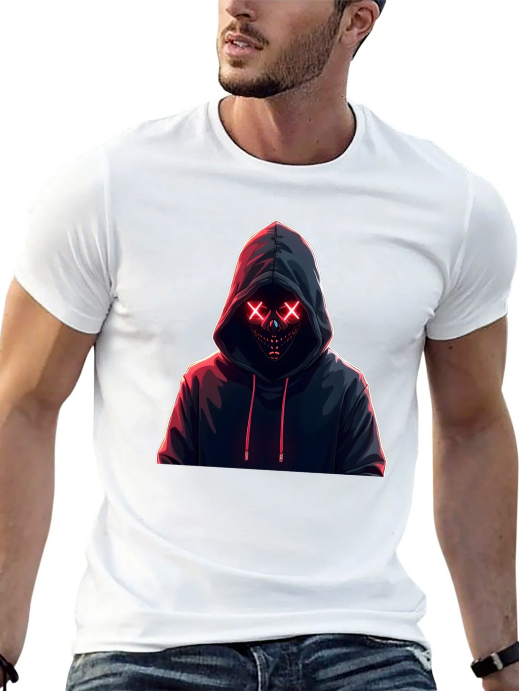 Hooded Neon Mask T-Shirt - Mens Black Tee product image 12