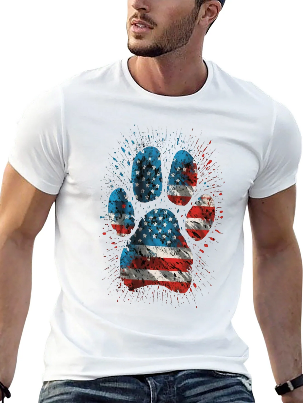 American Flag Paw Print Graphic Tee product image 12