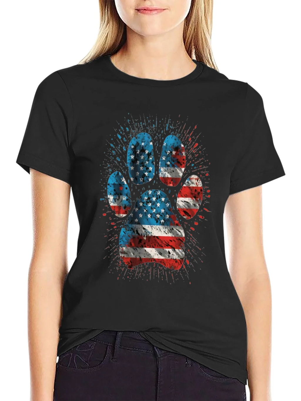 American Flag Paw Print Graphic Tee product image 2