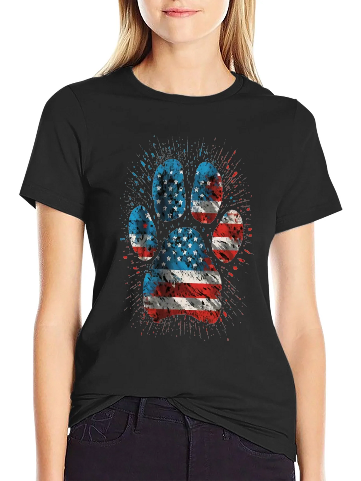American Flag Paw Print Graphic Tee product image 2