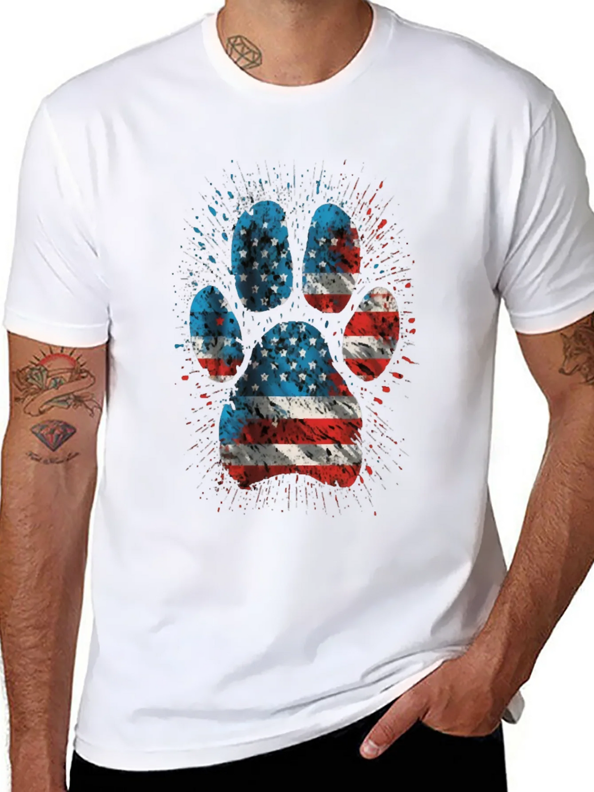 American Flag Paw Print Graphic Tee product image 7