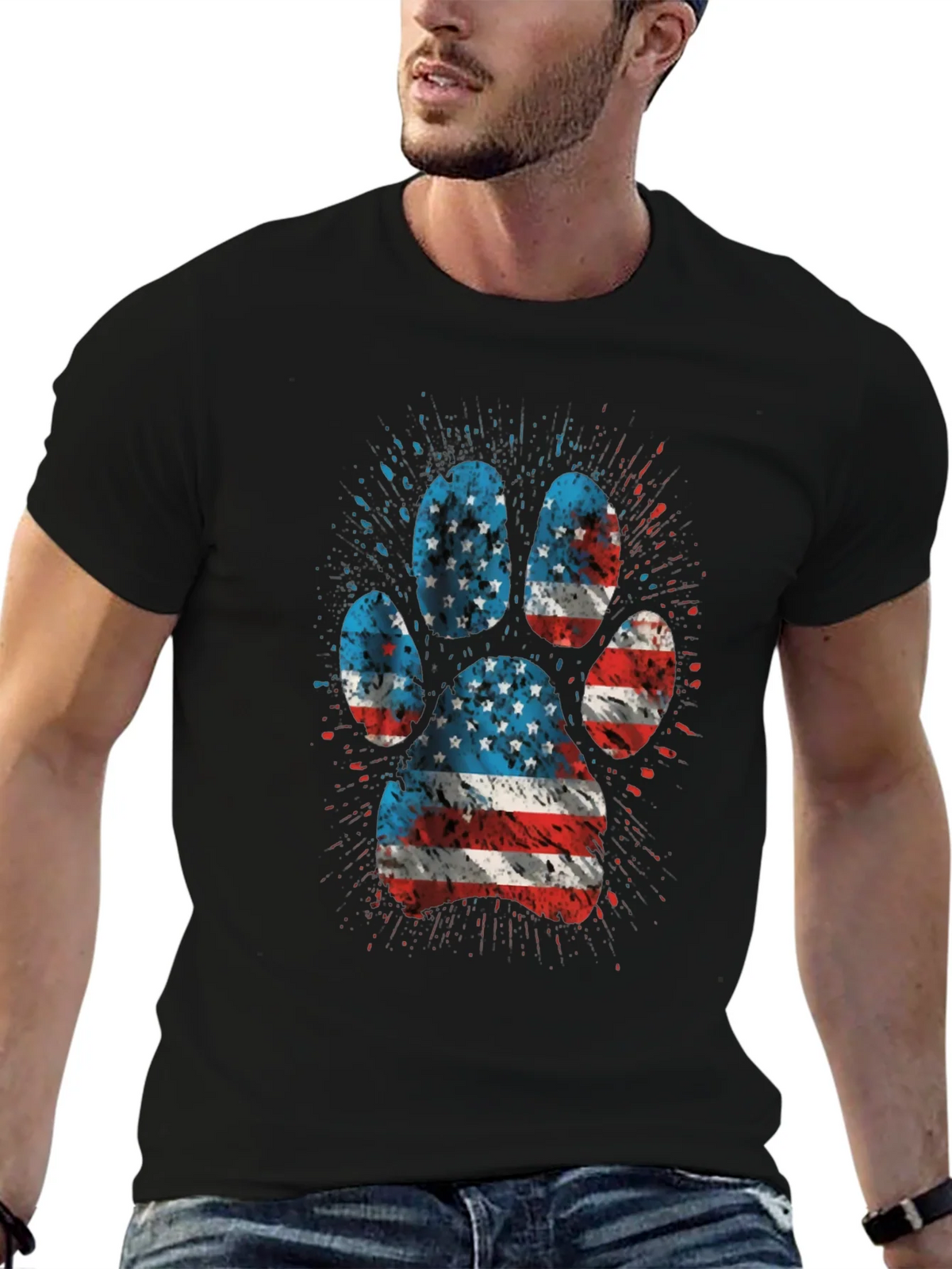 American Flag Paw Print Graphic Tee product image 6