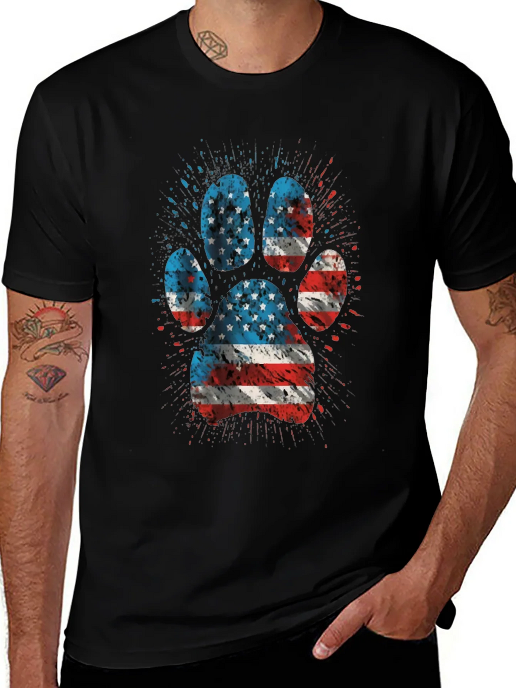 American Flag Paw Print Graphic Tee product image 1