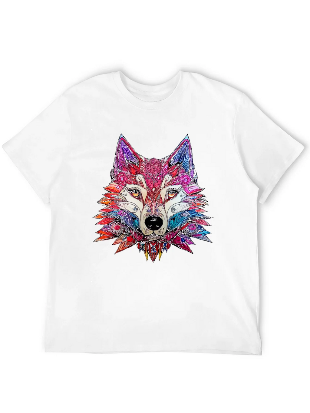 Abstract Wolf Graphic Print Black T-Shirt product image 9