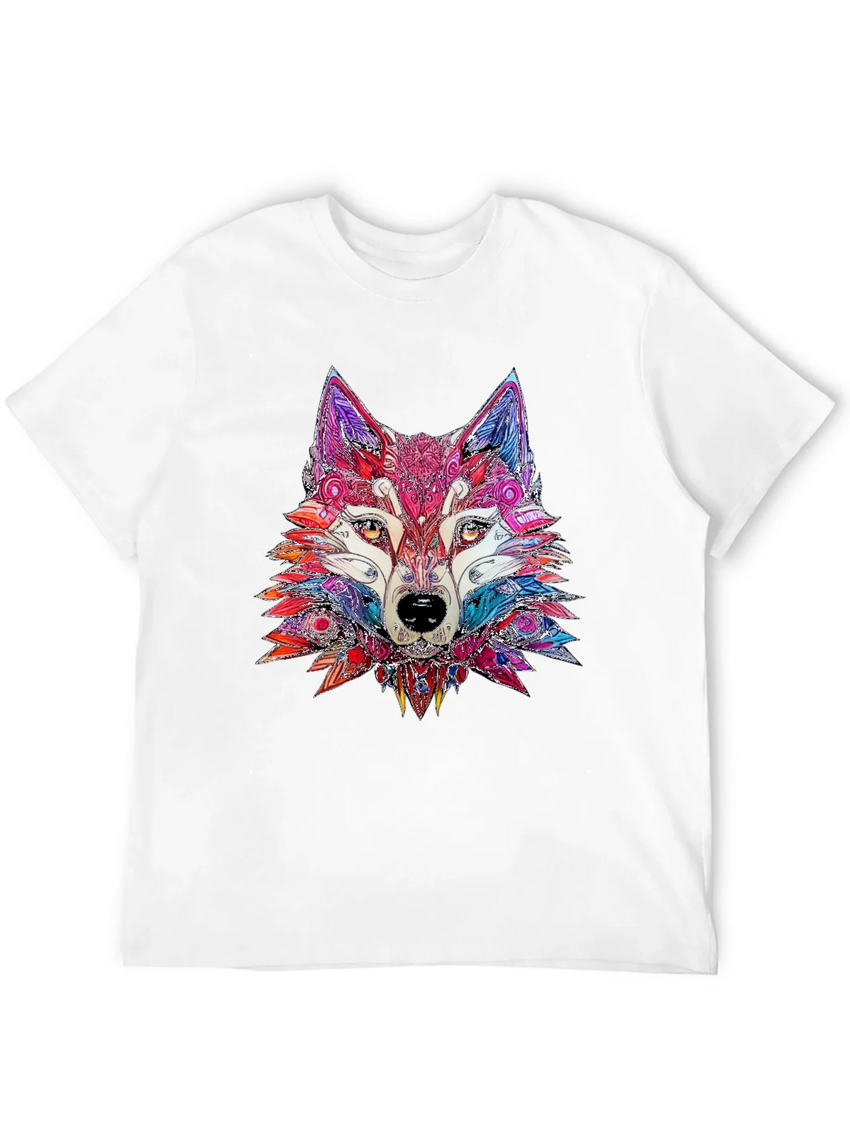Abstract Wolf Graphic Print Black T-Shirt product image 9