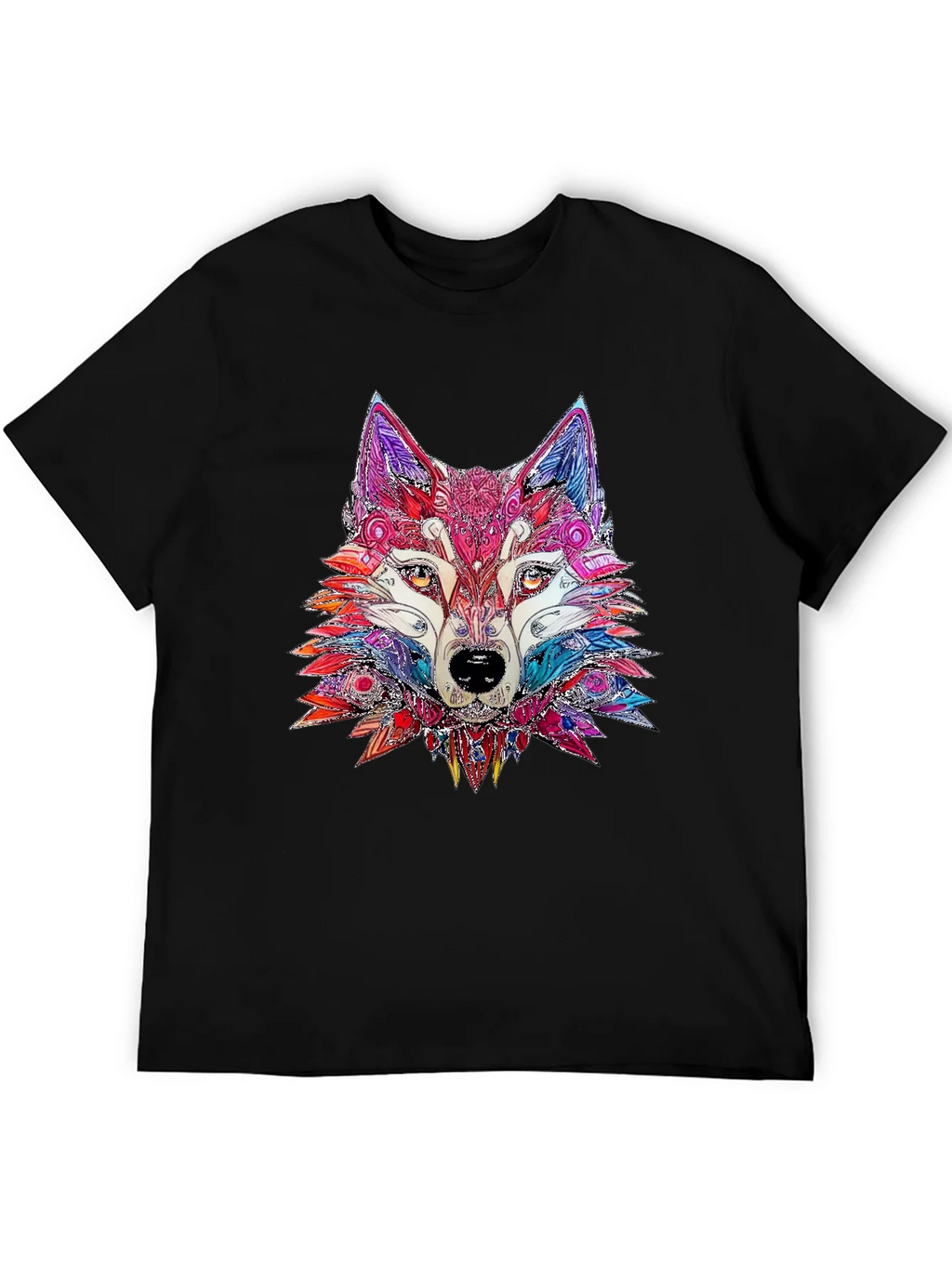Abstract Wolf Graphic Print Black T-Shirt product image 3
