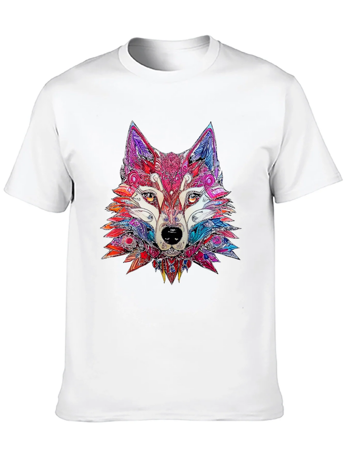 Abstract Wolf Graphic Print Black T-Shirt product image 7