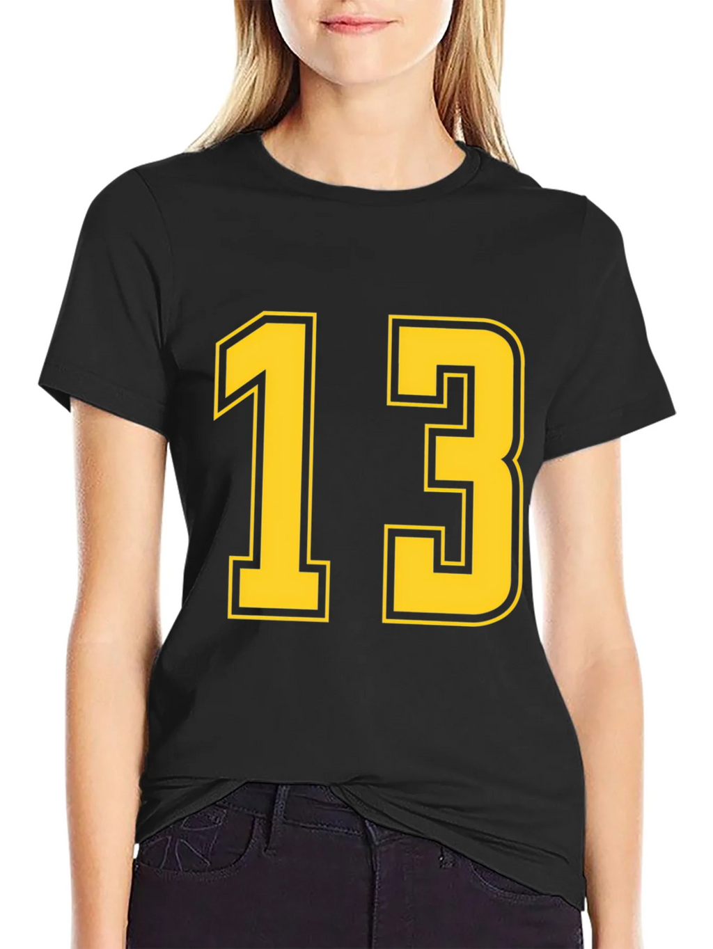 Black T-Shirt with Yellow Number 13 product image 2