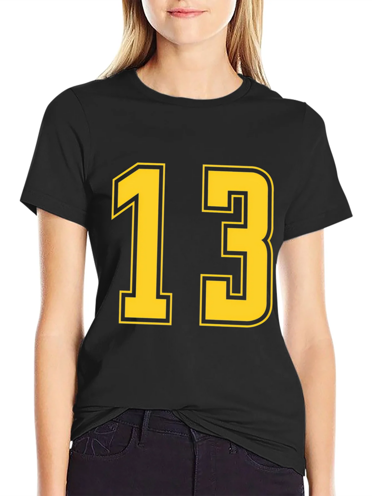 Black T-Shirt with Yellow Number 13 product image 2