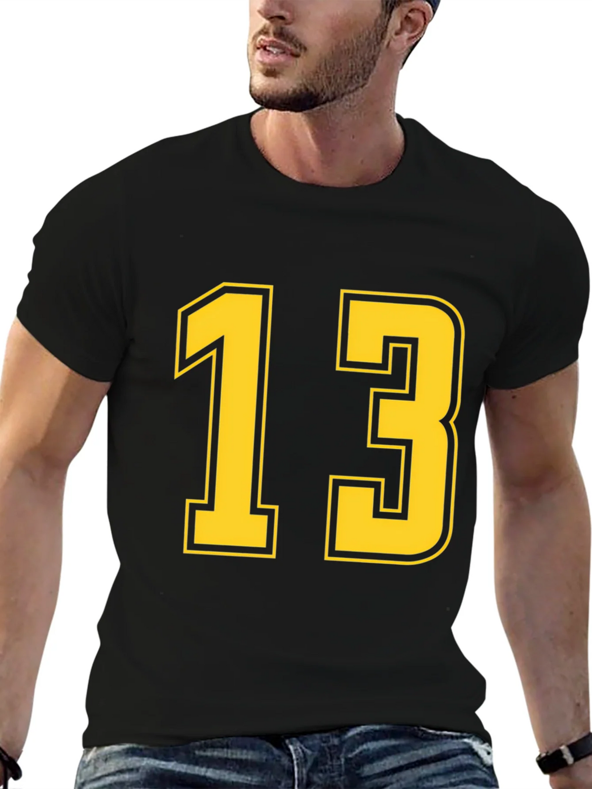 Black T-Shirt with Yellow Number 13 product image 6