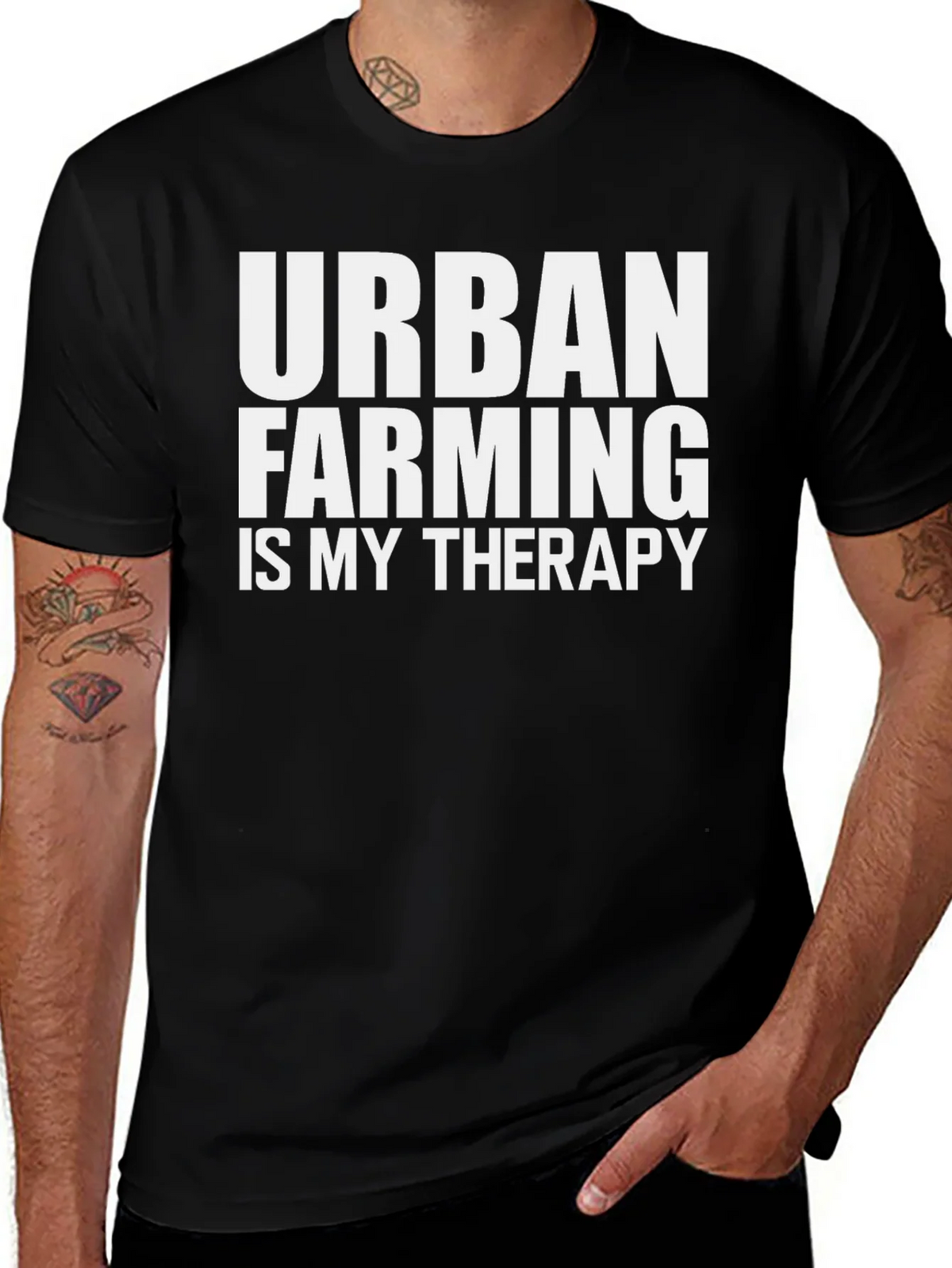 Urban Farming Therapy T-Shirt - Black Cotton Tee product image 1