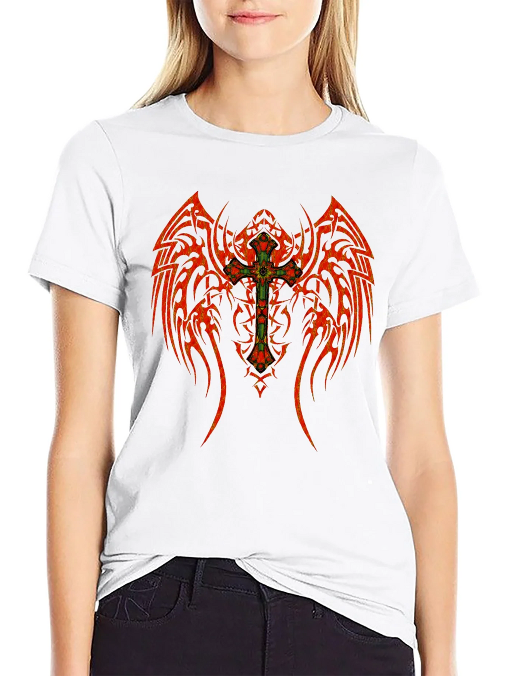 Tribal Winged Cross Graphic T-Shirt product image 8