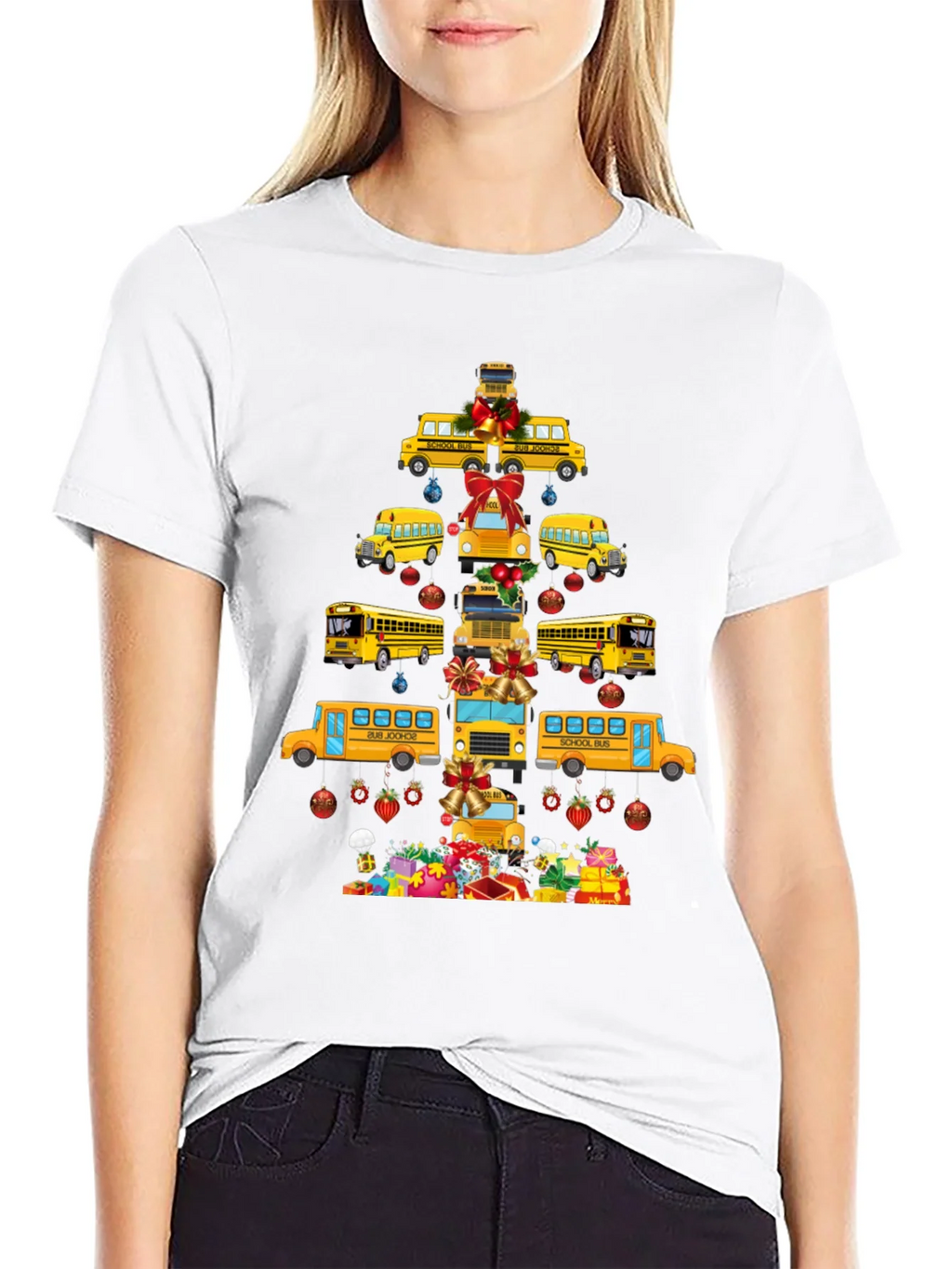 Festive School Bus Christmas Tree T-Shirt product image 8