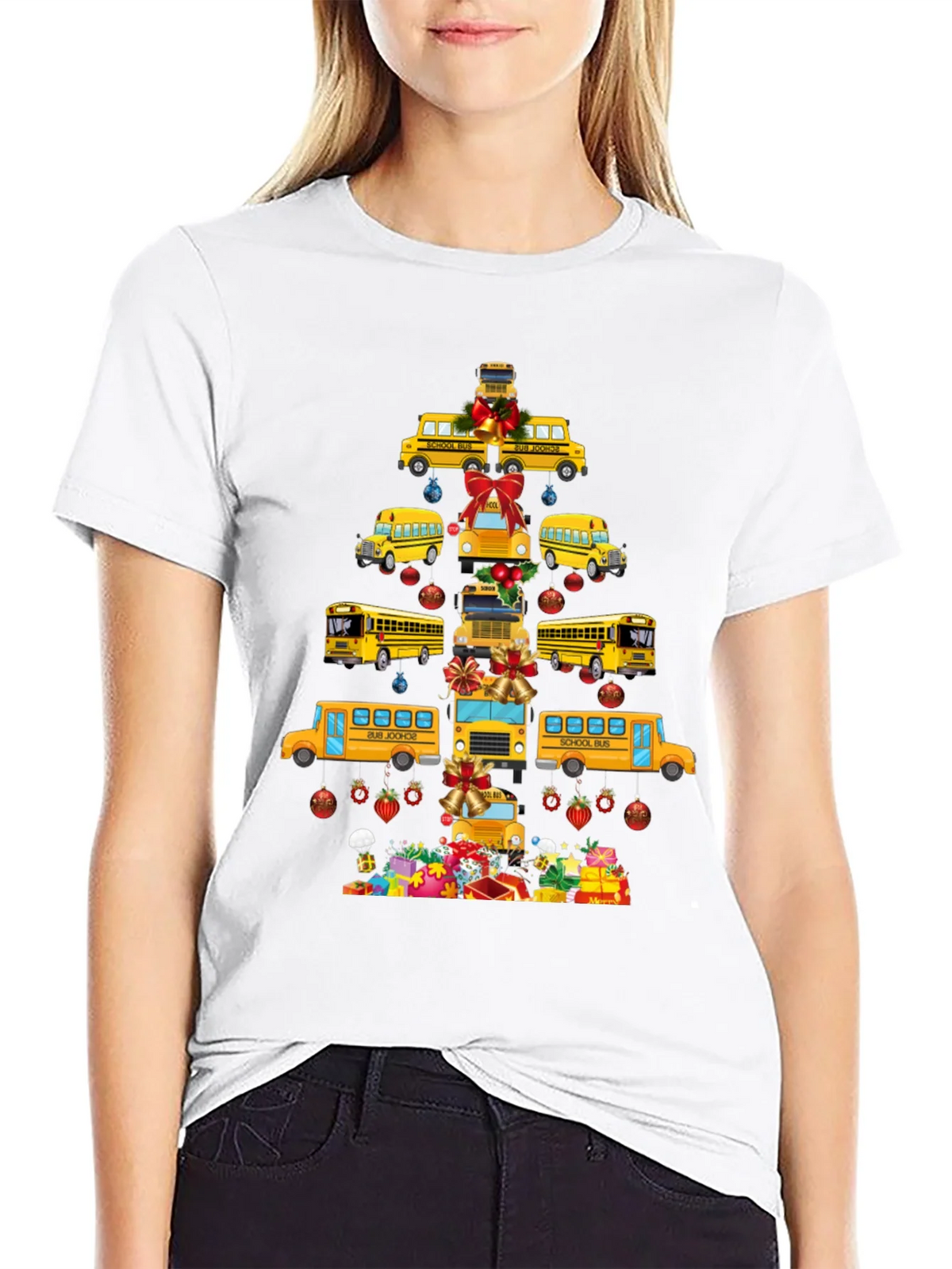 Festive School Bus Christmas Tree T-Shirt product image 8