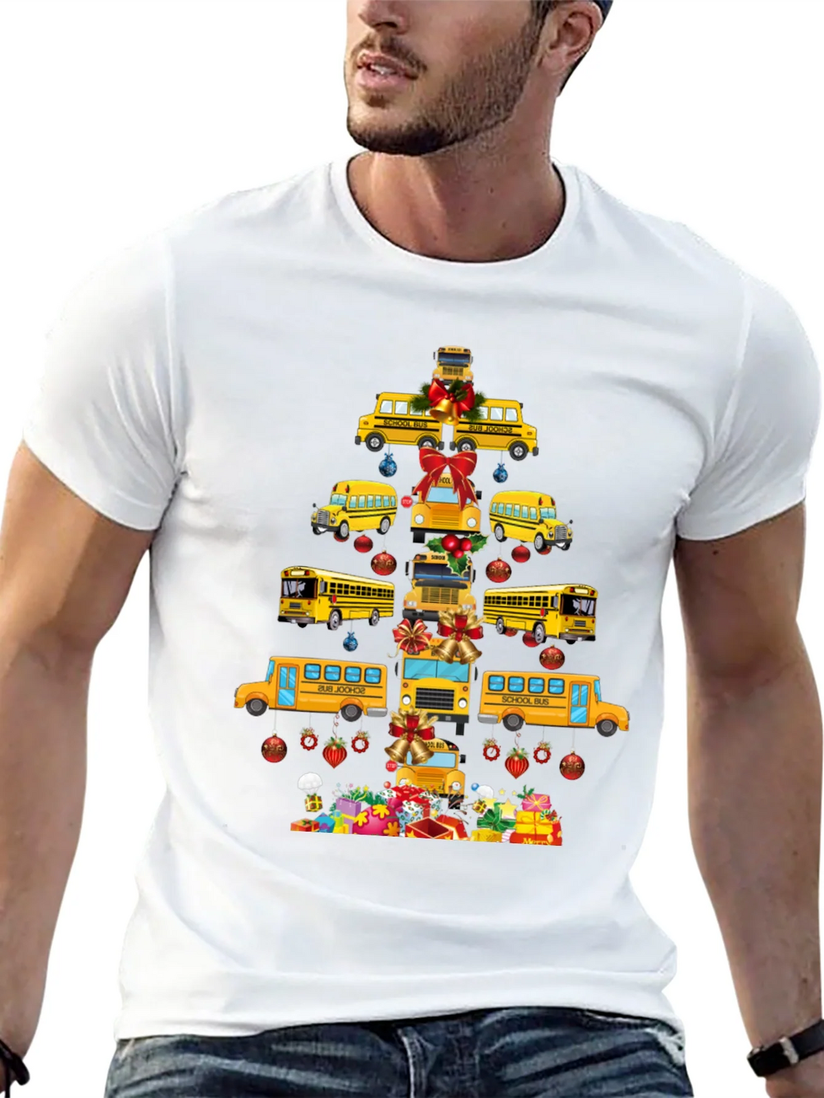Festive School Bus Christmas Tree T-Shirt product image 12