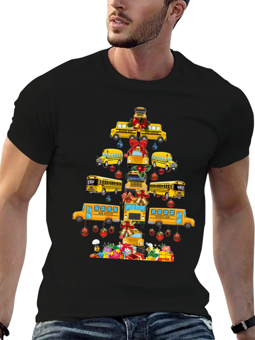 Festive School Bus Christmas Tree T-Shirt product image 6