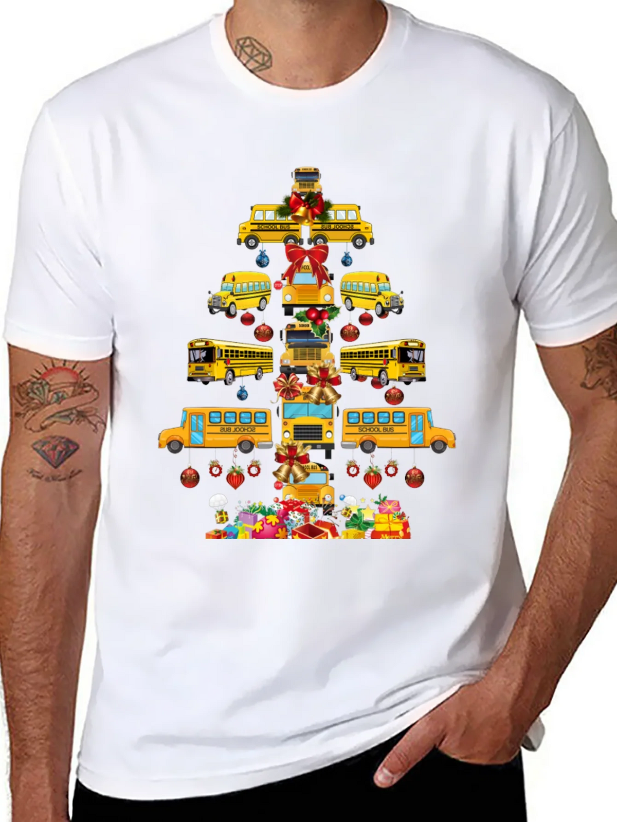 Festive School Bus Christmas Tree T-Shirt product image 7