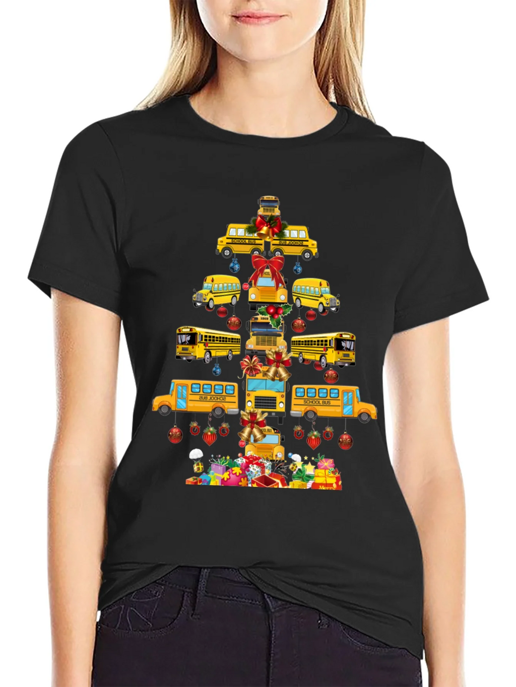 Festive School Bus Christmas Tree T-Shirt product image 2
