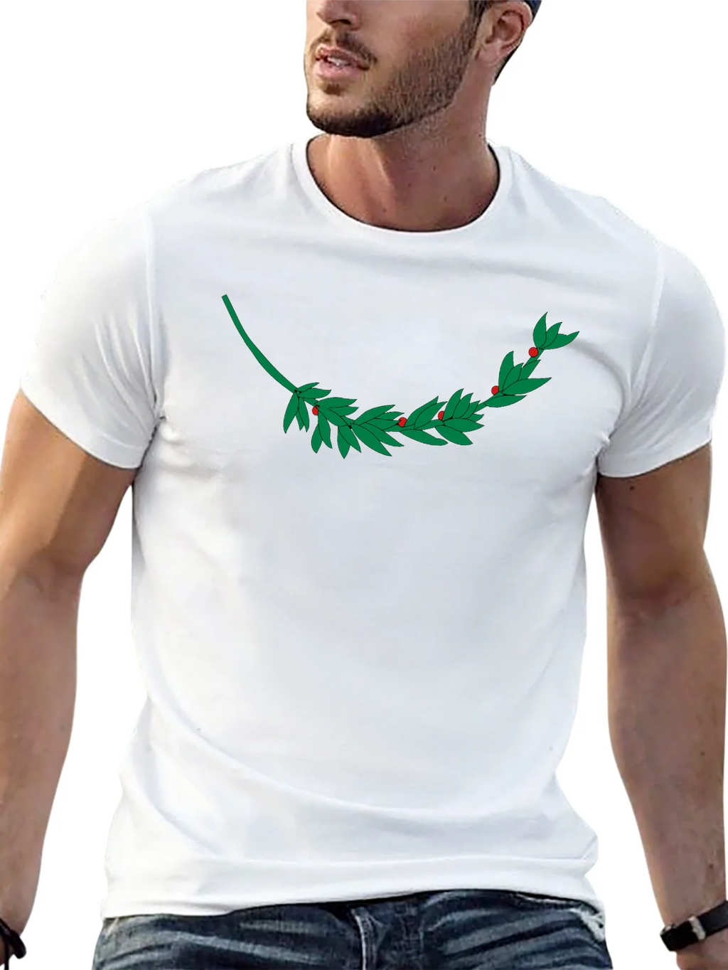 Black T-Shirt with Laurel Branch Design product image 12