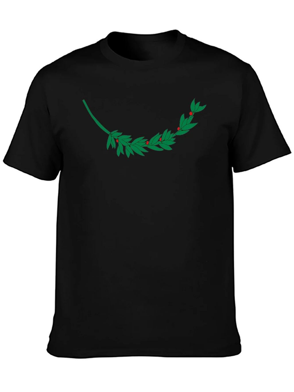 Black T-Shirt with Laurel Branch Design product image 3