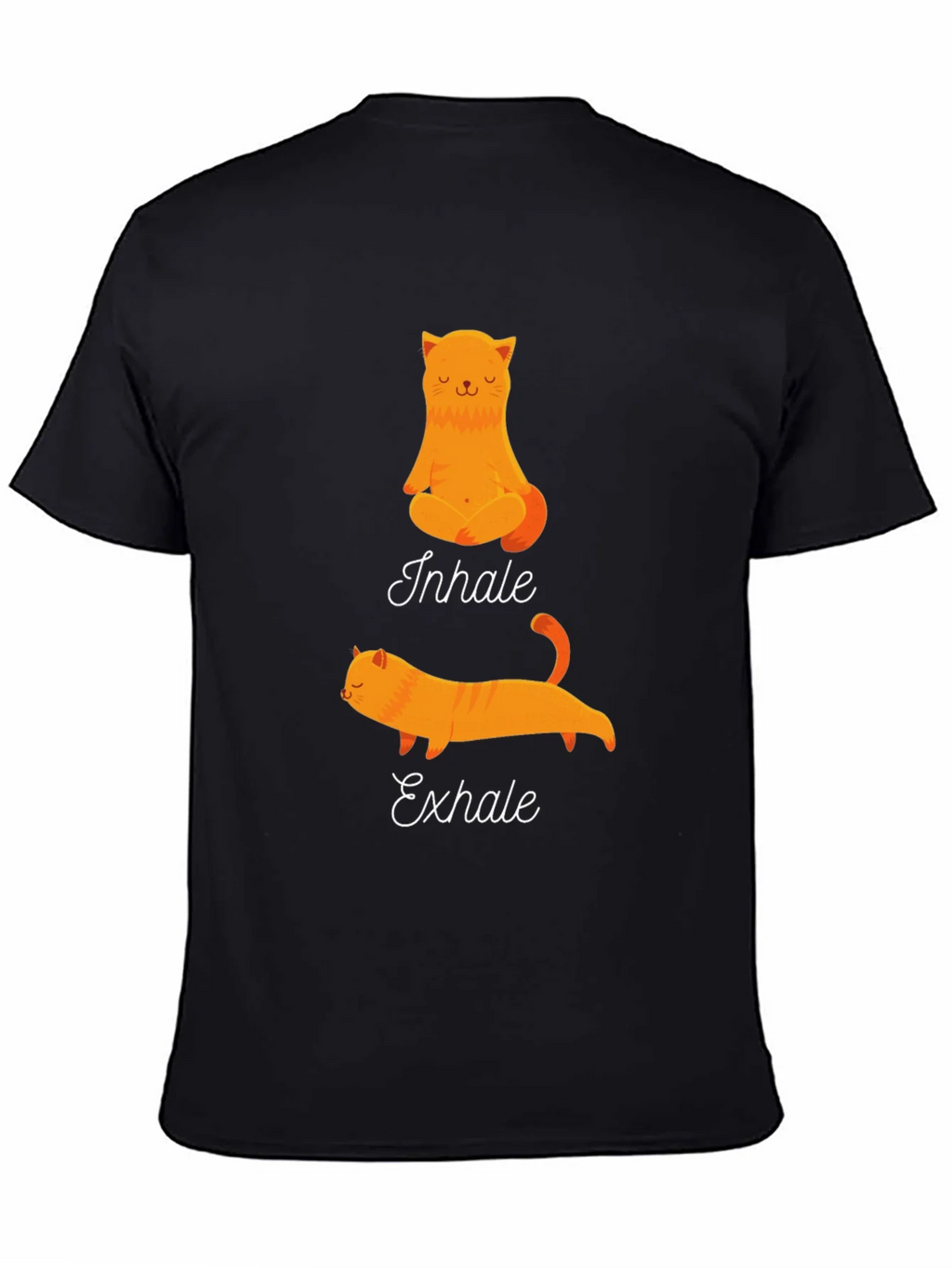 Yoga Cat Inhale Exhale Black T-Shirt product image 2