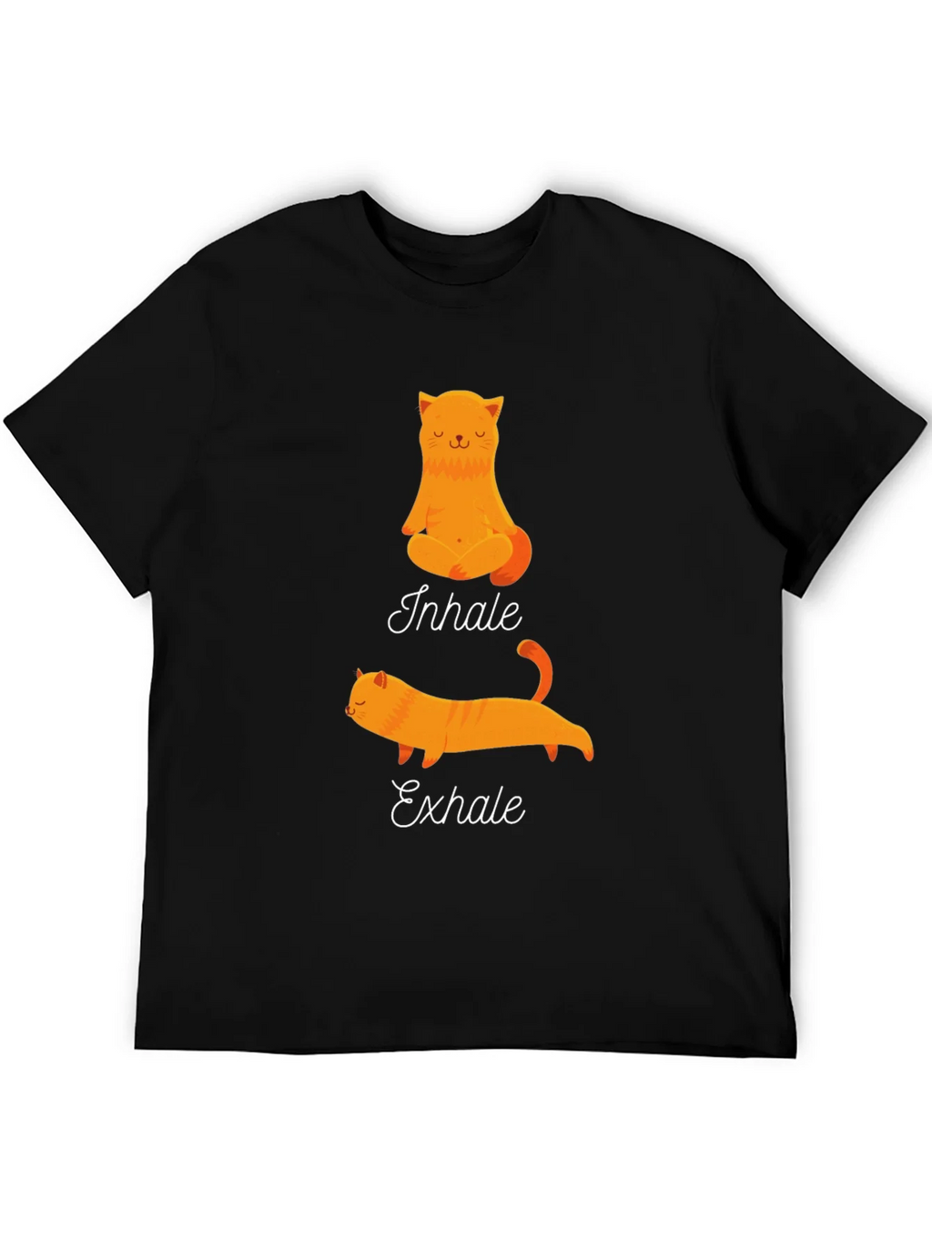 Yoga Cat Inhale Exhale Black T-Shirt product image 3