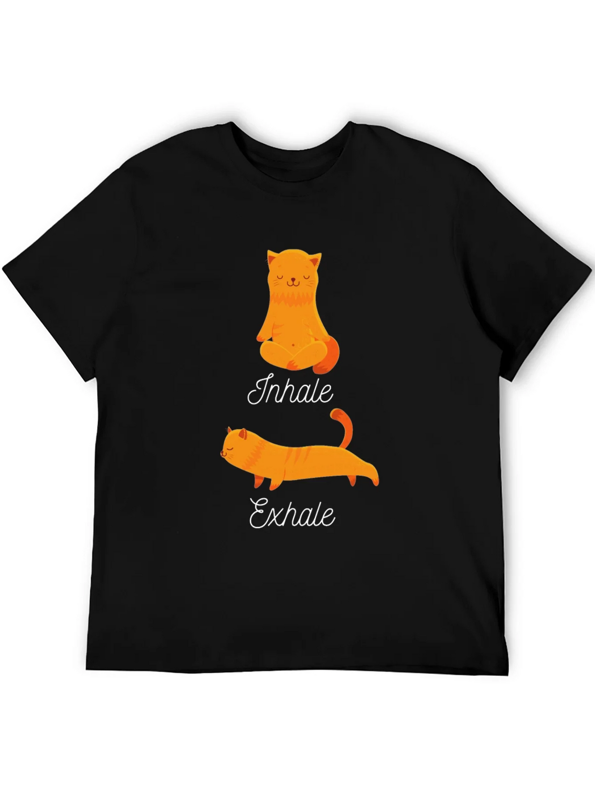 Yoga Cat Inhale Exhale Black T-Shirt product image 3