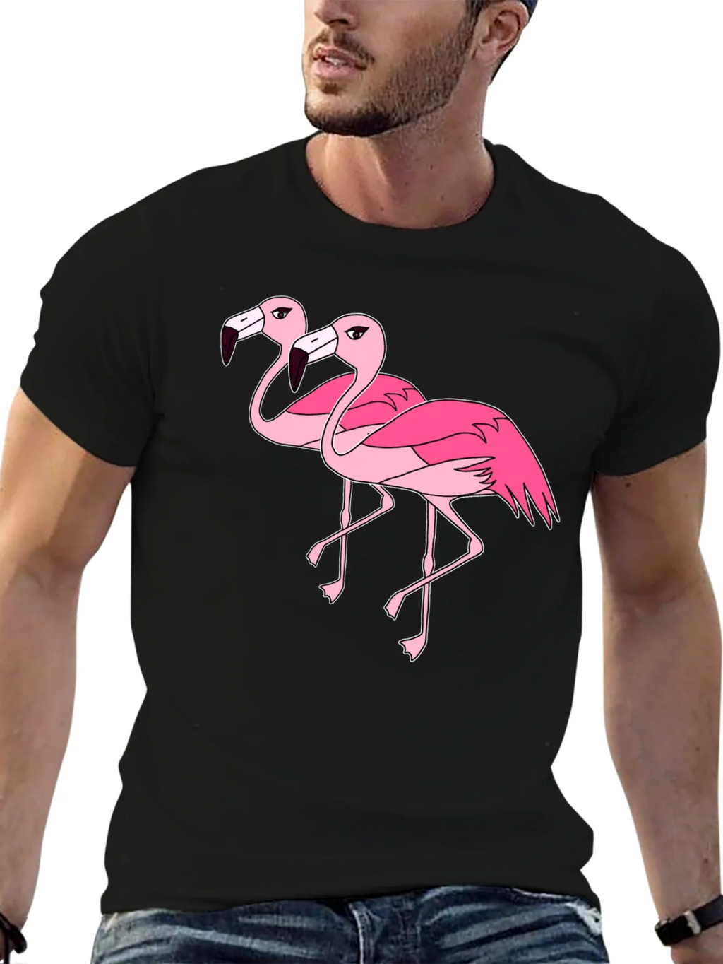 Flamingo Graphic Tee - Black Cotton Shirt product image 4