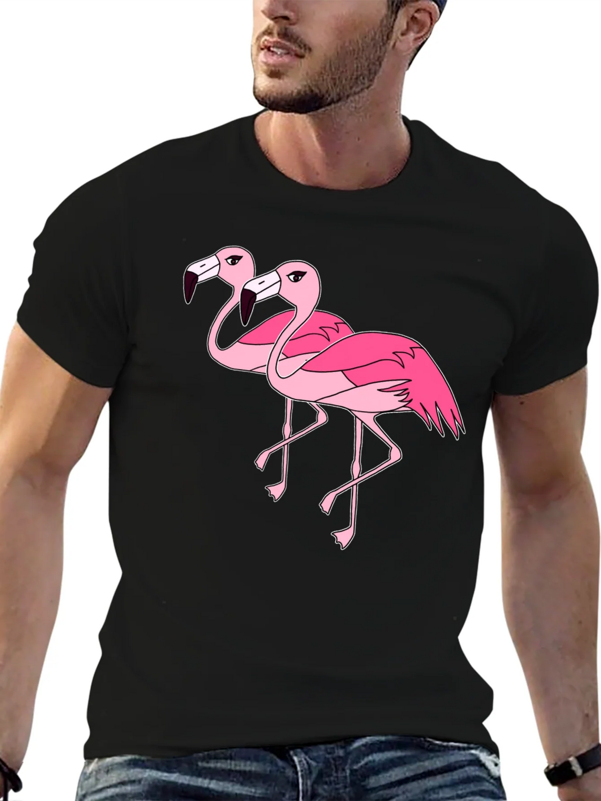 Flamingo Graphic Tee - Black Cotton Shirt product image 4