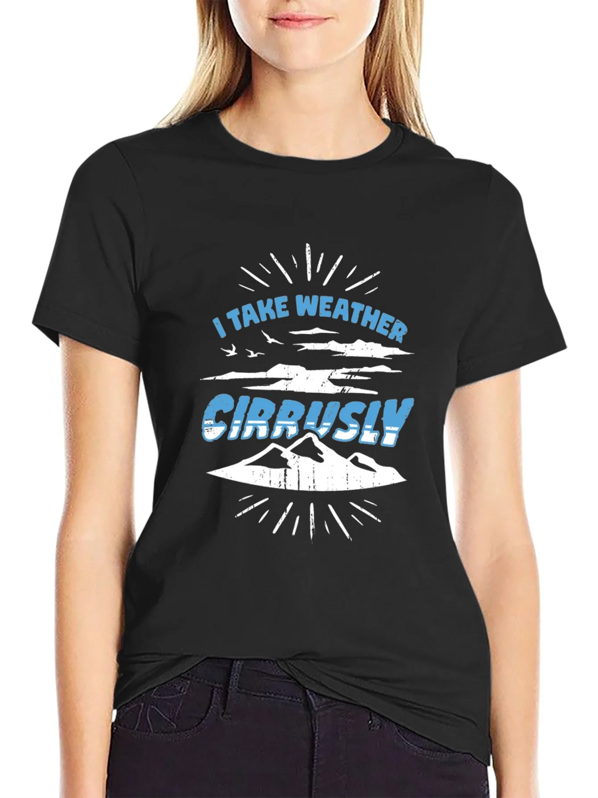 Weather Puns Black T-Shirt - Cirrusly product image 2