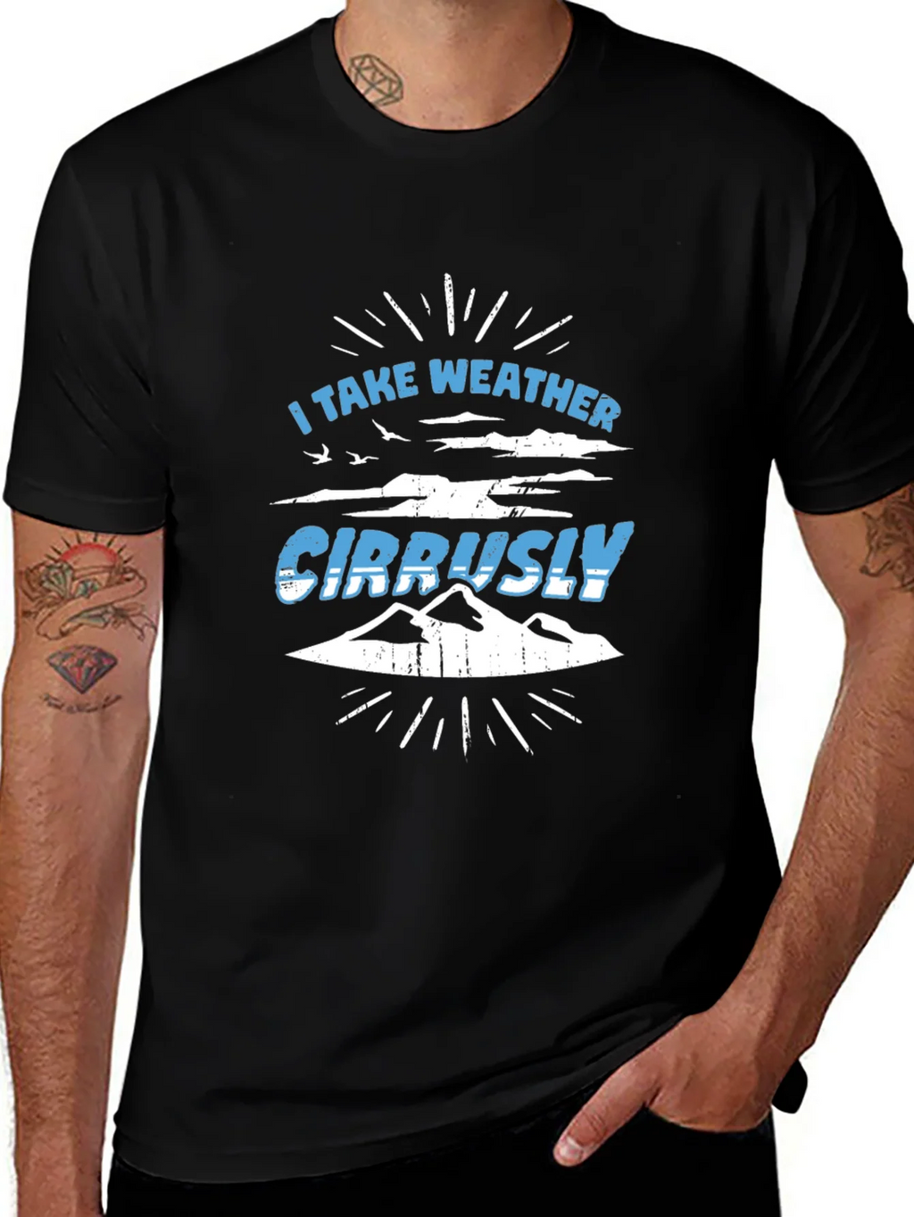 Weather Puns Black T-Shirt - Cirrusly product image 1