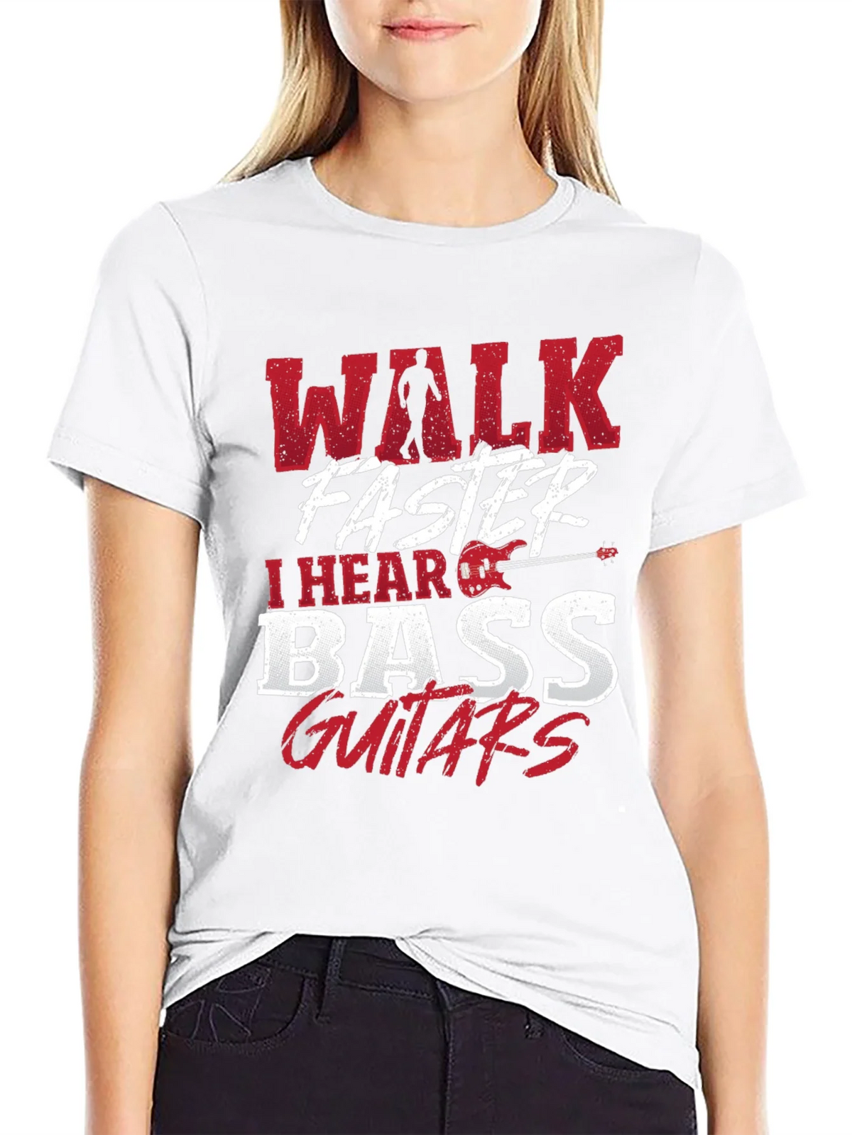 Walk Faster I Hear Bass Guitars Black T-Shirt product image 8